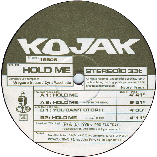 Kojak - Hold Me | Pro-Zak Trax (19805) - main Kojak - Hold Me | Pro-Zak Trax (19805) - main