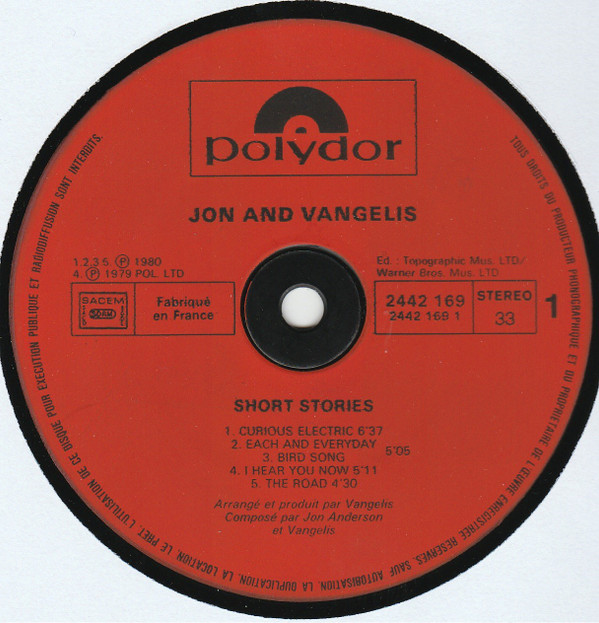 Jon & Vangelis - Short Stories | Polydor (2442 169) - 2