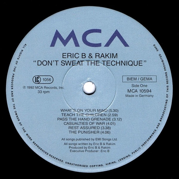Eric B. & Rakim - Don't Sweat The Technique | MCA Records (MCA 10594) - 3