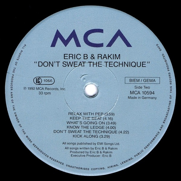 Eric B. & Rakim - Don't Sweat The Technique | MCA Records (MCA 10594) - 4