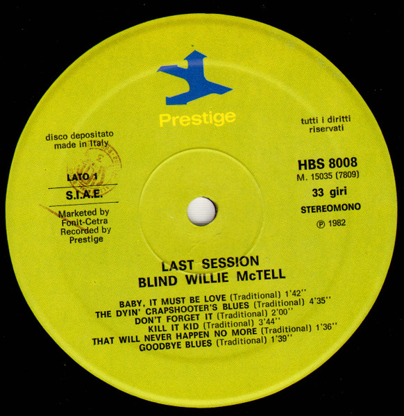 Blind Willie McTell - Last Session | Prestige (HBS 8008) - 3 Blind Willie McTell - Last Session | Prestige (HBS 8008) - 3