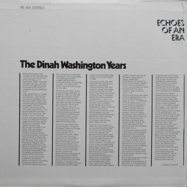 Dinah Washington - Echoes Of An Era: The Dinah Washington Years | Roulette (RE-104) - 4