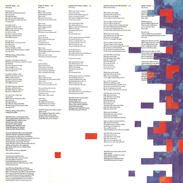 Paul McCartney - Tug Of War | Odeon (1C 064-64 750 T) - 5