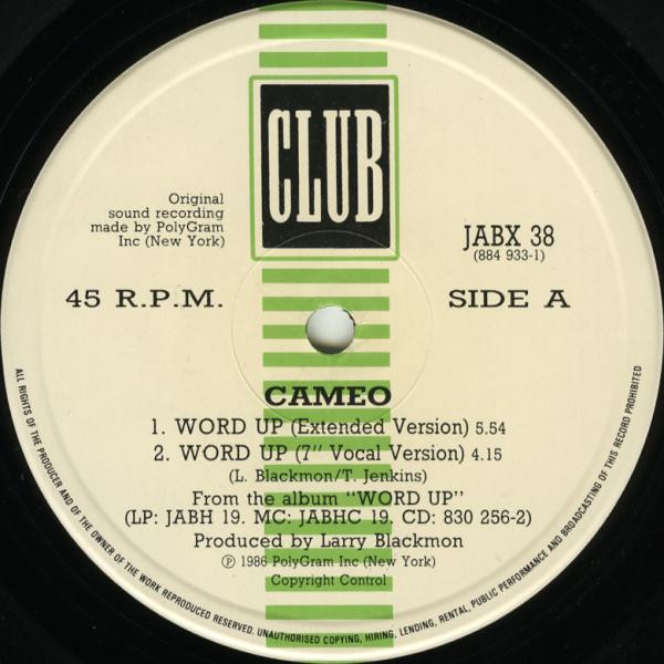 Cameo - Word Up | Club (JABX 38) - 3
