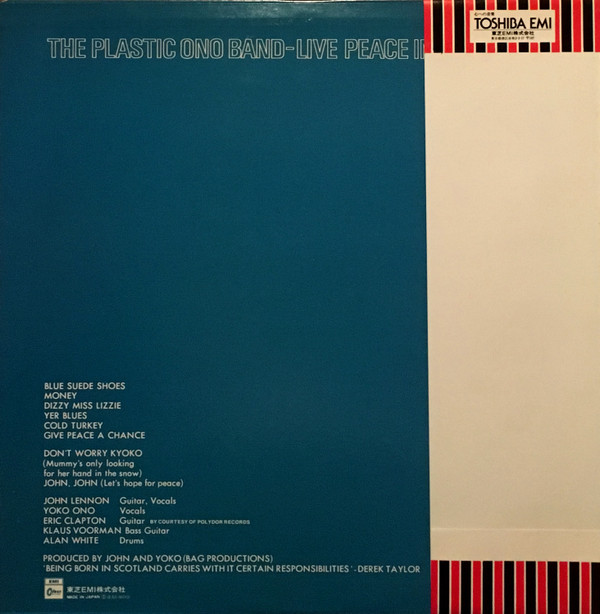 The Plastic Ono Band - Live Peace In Toronto 1969 | Odeon (EAS-80703) - 2