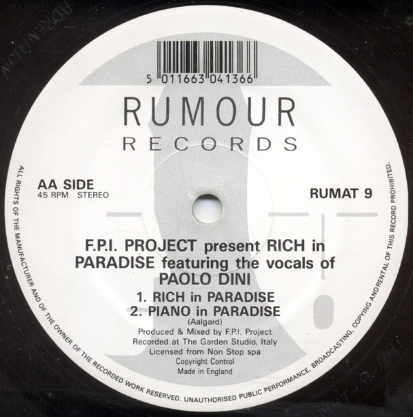 FPI Project - Rich In Paradise / Going Back To My Roots | Rumour Records (RUMAT 9) - 4