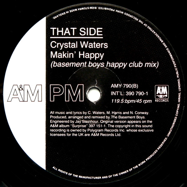 Crystal Waters - Makin' Happy | A&M PM (AMY 790) - 4 Crystal Waters - Makin' Happy | A&M PM (AMY 790) - 4