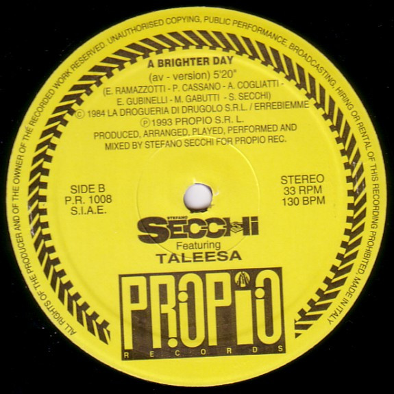 Stefano Secchi Featuring Taleesa - A Brighter Day | Propio Records (PR 1008) - 4 Stefano Secchi Featuring Taleesa - A Brighter Day | Propio Records (PR 1008) - 4