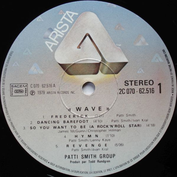 Patti Smith Group - Wave | Arista (2C 070 62516) - 3