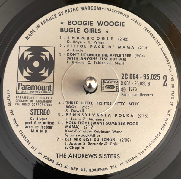 The Andrews Sisters - Boogie Woogie Bugle Girls | Paramount Records (2C 064-95.025) - 4