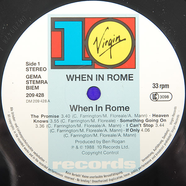 When In Rome - When In Rome | 10 Records (209 428) - 3