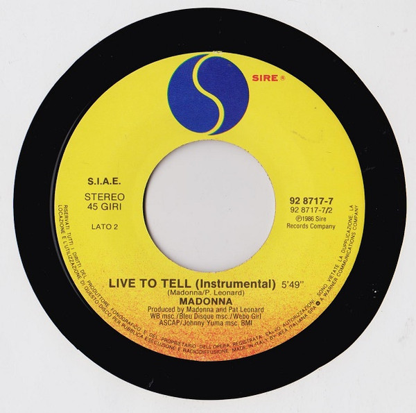 Madonna - Live To Tell | Sire (92 8717-7) - 2