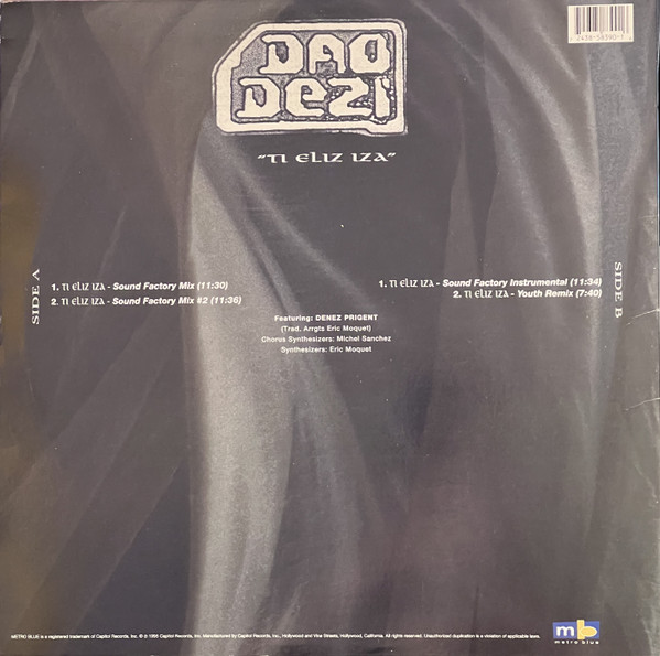 Dao Dezi - Ti Eliz Iza (Remixes By Fred Jorio & Youth) | Metro Blue (B1 7243 8 58390 1 6) - 2