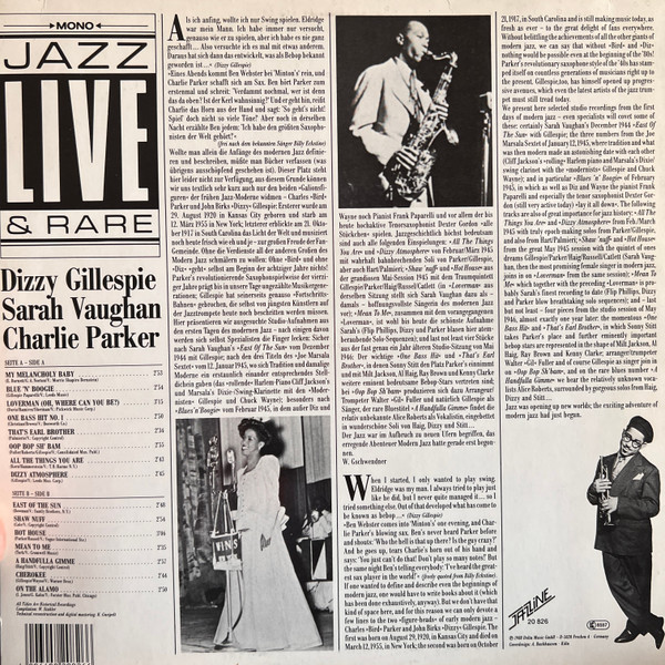 Dizzy Gillespie , Sarah Vaughan , Charlie Parker - Jazz Live & Rare | Delta (11 064) - main