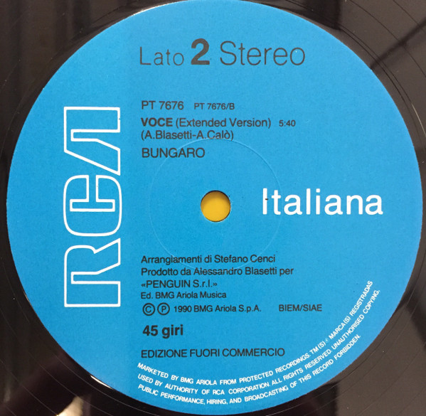 Bungaro - Voce | RCA Italiana (PT 7676)