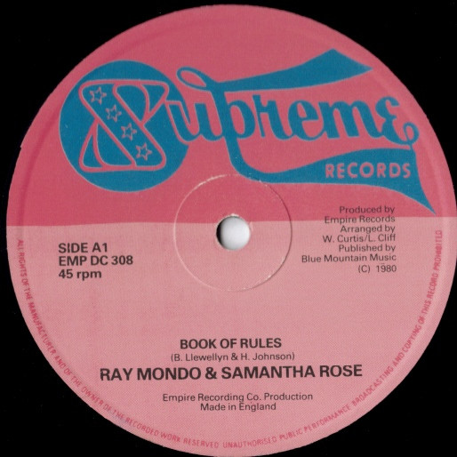 Raymondo & Samantha Rose - Book Of Rules / Easy Loving | Supreme Records (EMP DC 308)