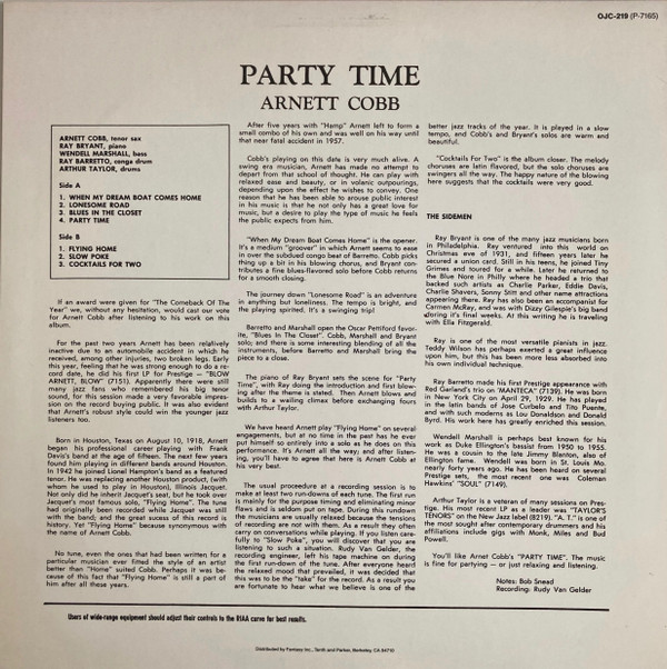 Arnett Cobb - Party Time | Original Jazz Classics (OJC-219)