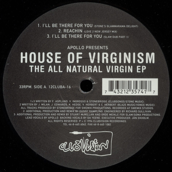 House Of Virginism - The All Natural Virgin EP | Clubvision Recordings (12CLUBA-16) House Of Virginism - The All Natural Virgin EP | Clubvision Recordings (12CLUBA-16)