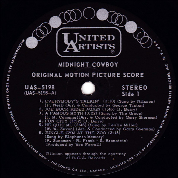 Various - Midnight Cowboy (Original Motion Picture Score) | United Artists Records (UAS 5198) - 3