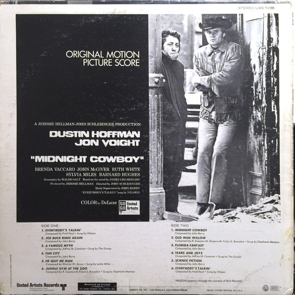 Various - Midnight Cowboy (Original Motion Picture Score) | United Artists Records (UAS 5198) - 2