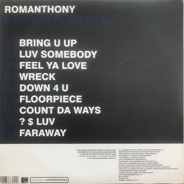 Romanthony - R.Hide In Plain Site | Glasgow Underground (GU LP 15) - 6
