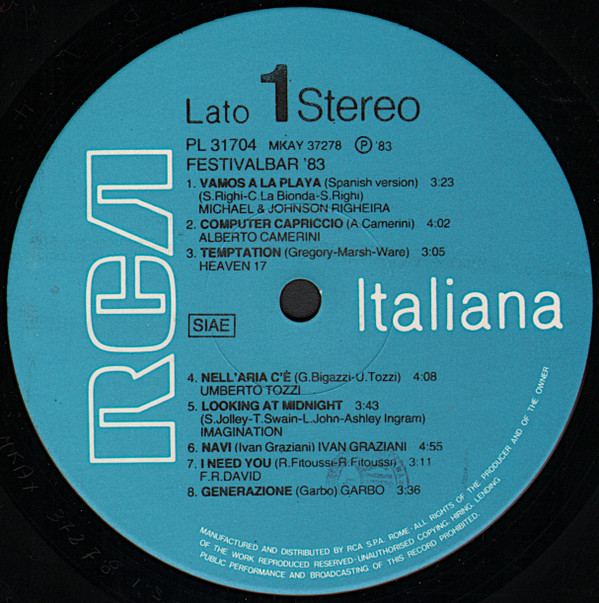 Various - Festivalbar '83 | RCA (PL 31704)