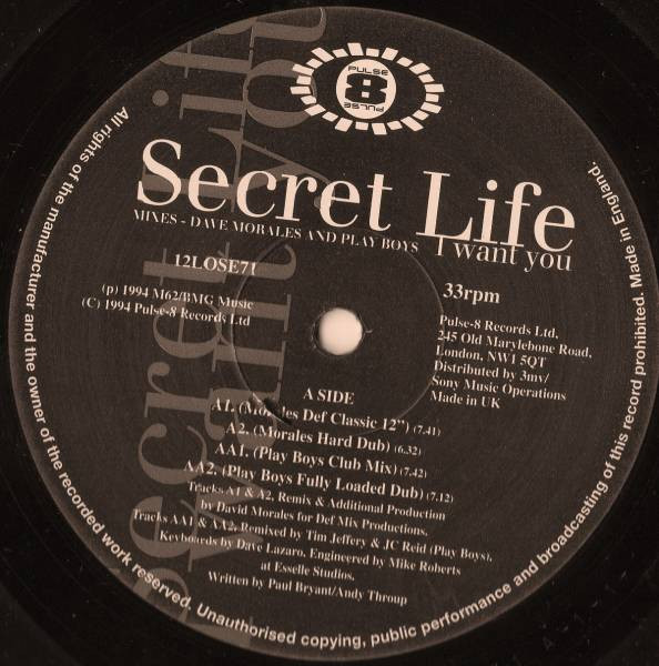 Secret Life - I Want You | Pulse-8 Records (12LOSE71) - main Secret Life - I Want You | Pulse-8 Records (12LOSE71) - main