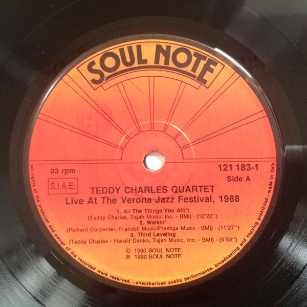 Teddy Charles Quartet - Live At The Verona Jazz Festival, 1988 | Soul Note (121 183-1) - 3