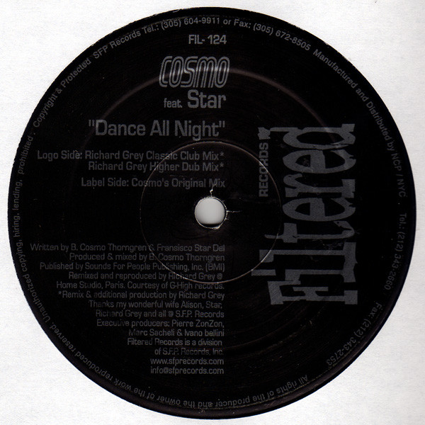 Cosmo Featuring Star - Dance All Night | Filtered Records (FIL-124) - 2