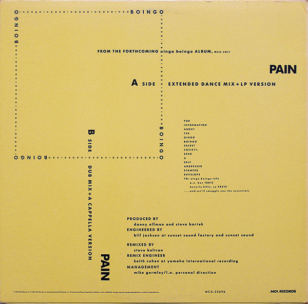 Oingo Boingo - Pain | MCA Records (MCA-23696) - 2