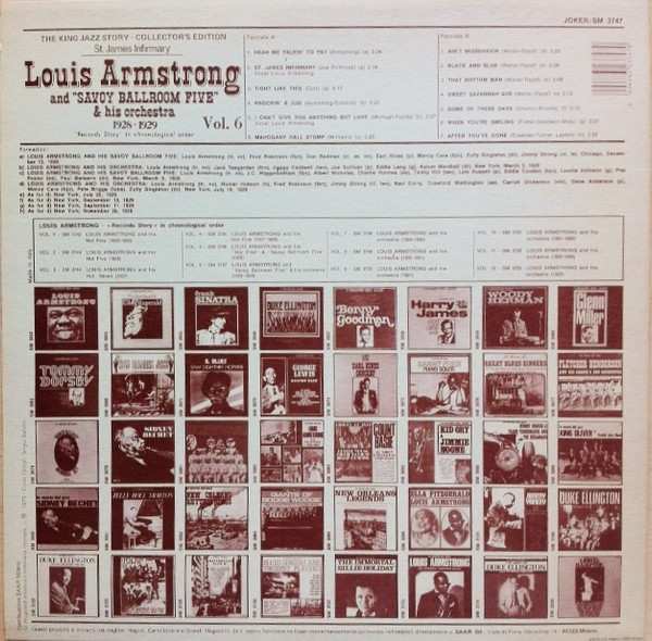 Louis Armstrong And His Savoy Ballroom Five & Louis Armstrong And His Orchestra - St. James Infirmary 1928 -1929 | Joker (SM 3747) - 2
