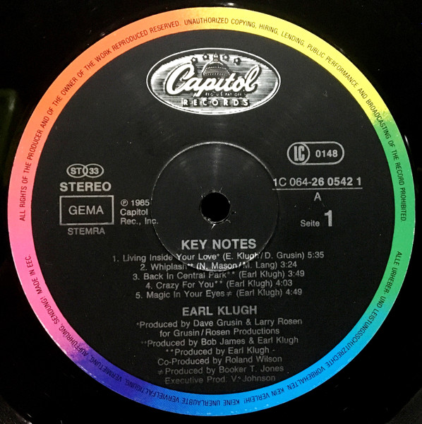 Earl Klugh - Key Notes | Capitol Records (1C 064-26 0542 1) - 3 Earl Klugh - Key Notes | Capitol Records (1C 064-26 0542 1) - 3