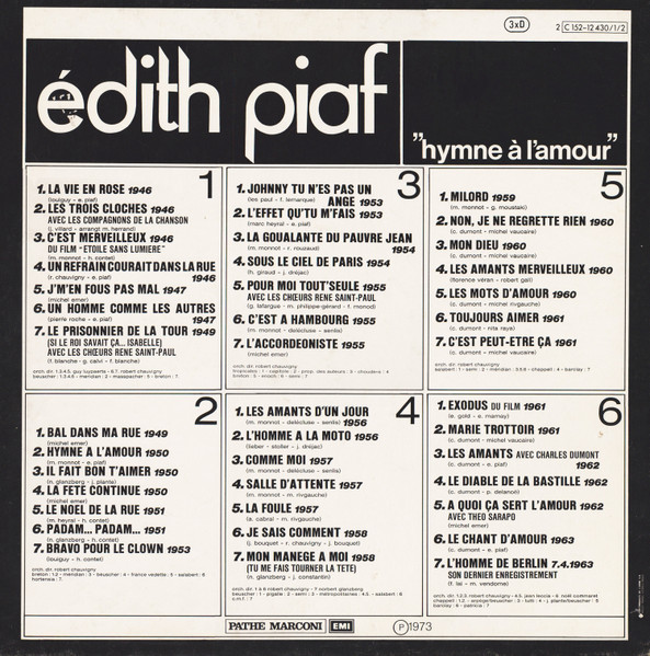 Edith Piaf - Hymne À L'amour | Columbia (2 C152-12430/1/2) - 2
