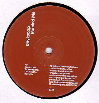 Röyksopp - Remind Me | Wall Of Sound (WALLT074X) - 3