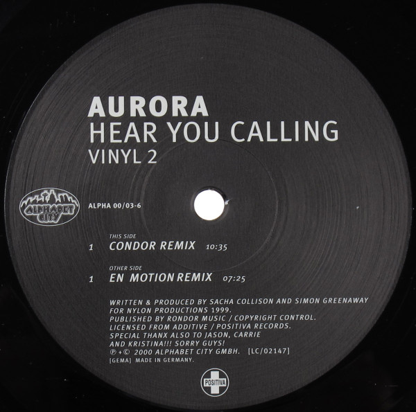 Aurora - Hear You Calling (Vinyl 2) | Alphabet City (ALPHA 00/03-6) Aurora - Hear You Calling (Vinyl 2) | Alphabet City (ALPHA 00/03-6)