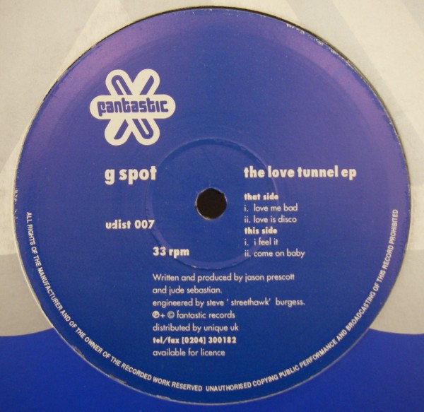 G Spot - The Love Tunnel EP | Fantastic Records (udist 007)