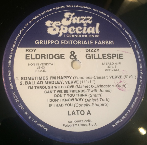 Roy Eldridge & Dizzy Gillespie - Roy Eldridge & Dizzy Gillespie | Gruppo Editoriale Fabbri (JS-03) - 3
