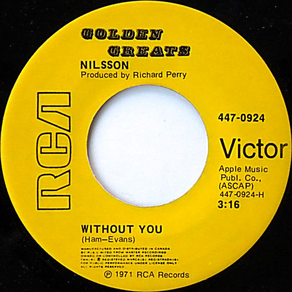 Harry Nilsson - Without You / Me And My Arrow | RCA Victor (447-0924) - main