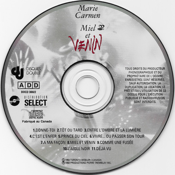 Marie Carmen - Miel Et Venin | Disques Double (DOCD 30022) - 4 Marie Carmen - Miel Et Venin | Disques Double (DOCD 30022) - 4