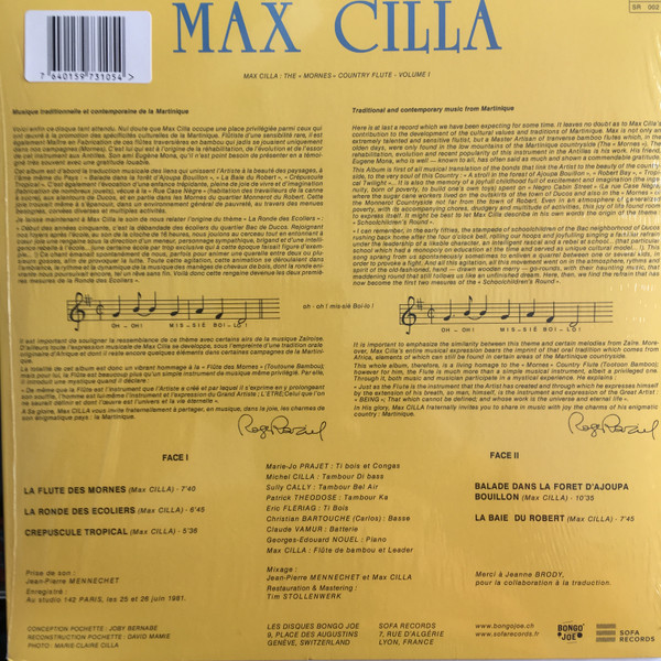 Max Cilla - La Flute Des Mornes Volume 1 | Sofa Records (SR 002) - 2