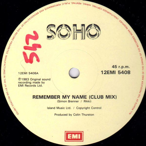 Soho - Remember My Name | EMI (12EMI 5408)