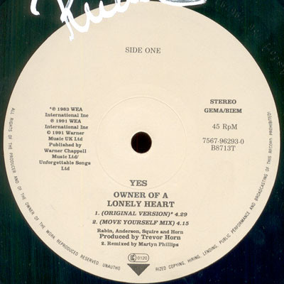 Yes - Owner Of A Lonely Heart | Atco Records (7567-96293-0) - 3