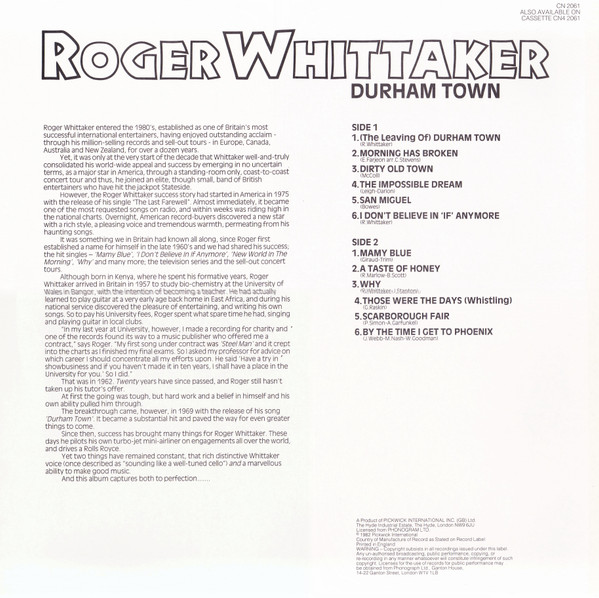 Roger Whittaker - Durham Town | Contour (CN 2061) - 2 Roger Whittaker - Durham Town | Contour (CN 2061) - 2