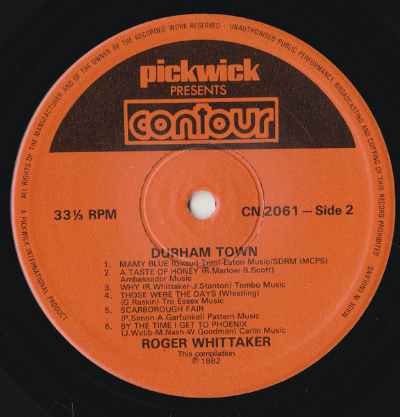 Roger Whittaker - Durham Town | Contour (CN 2061) - 4 Roger Whittaker - Durham Town | Contour (CN 2061) - 4