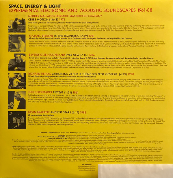 Various - Space, Energy & Light (Experimental Electronic And Acoustic Soundscapes 1961-88) | Soul Jazz Records (SJR LP392C) - 3 Various - Space, Energy & Light (Experimental Electronic And Acoustic Soundscapes 1961-88) | Soul Jazz Records (SJR LP392C) - 3