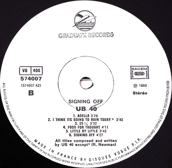 UB40 - Signing Off | Graduate Records (574007) - 4