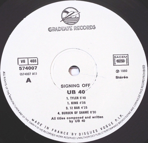 UB40 - Signing Off | Graduate Records (574007) - 3