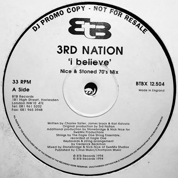 3rd Nation - I Believe | BTB Records (BTBX 12.504)