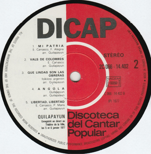 Quilapayún - Enregistrement Public | Dicap (2 C 066-14402) - 4