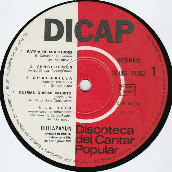 Quilapayún - Enregistrement Public | Dicap (2 C 066-14402) - 3